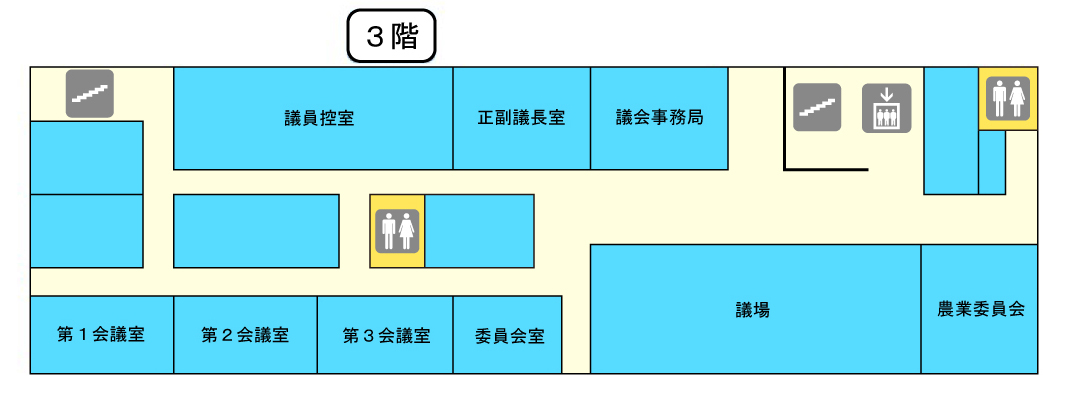つがる市役所3階の配置図