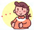 妊婦さんが優しくお腹に手を置いているイラスト