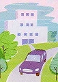 車で病院へ移送するイラスト