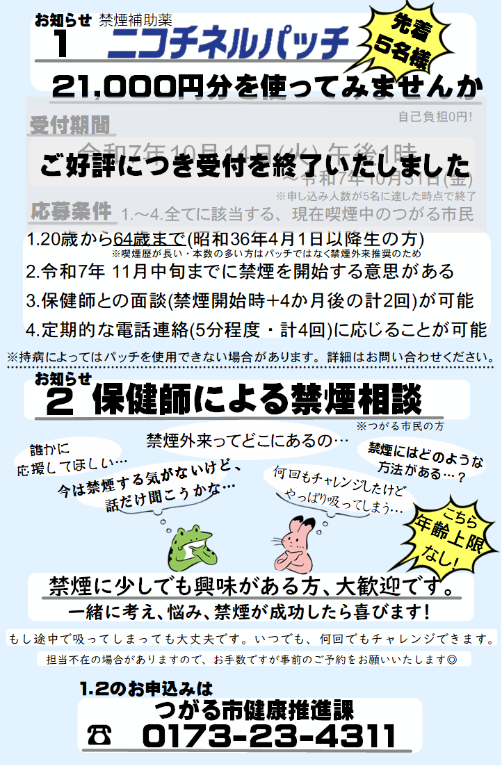 ニコチネルパッチ助成
