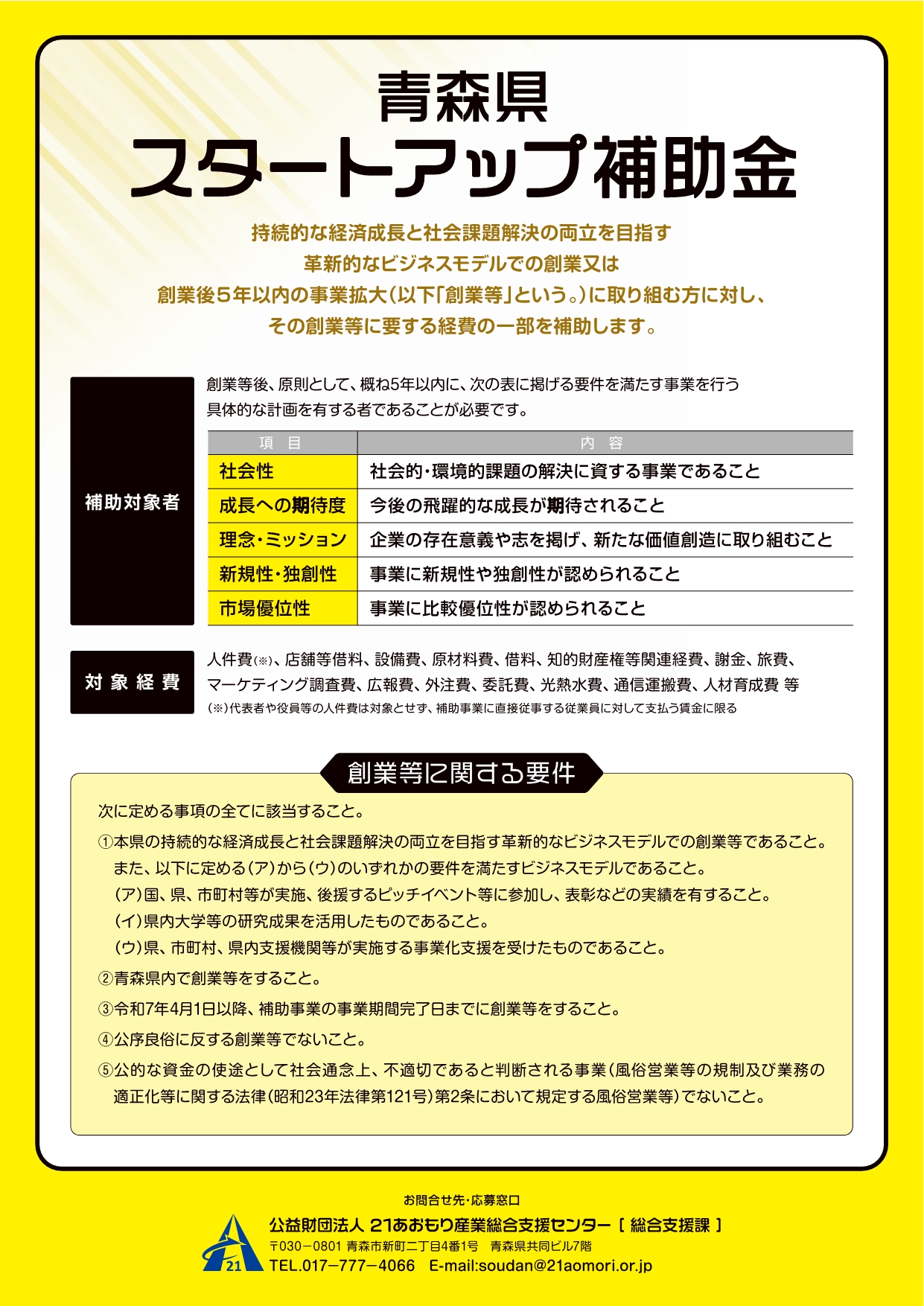 青森県スタートアップ補助金2