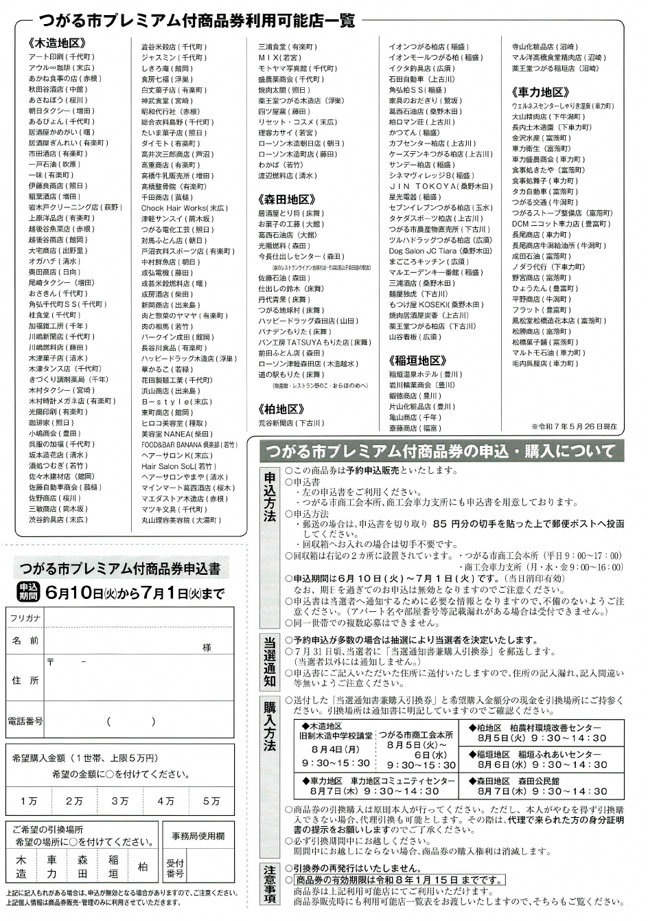 プレミアム付商品券チラシ(裏面)